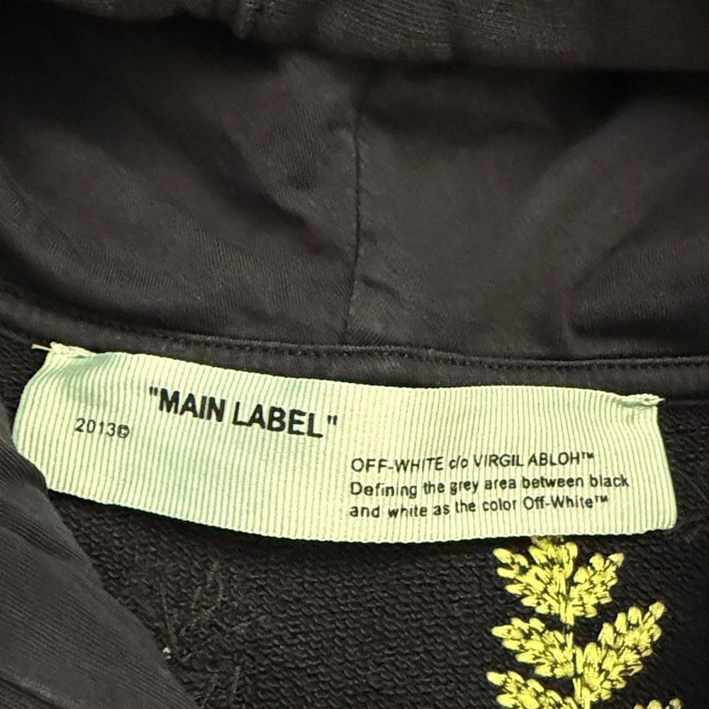 Off-White Black Hoodie with Green Leaf Accents size L - Picture 6 of 15